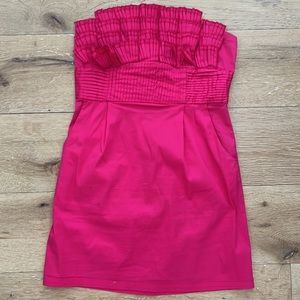 Vintage strapless bright pink dress